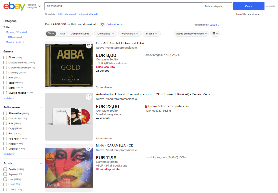 ebay usato vendita cd musicali