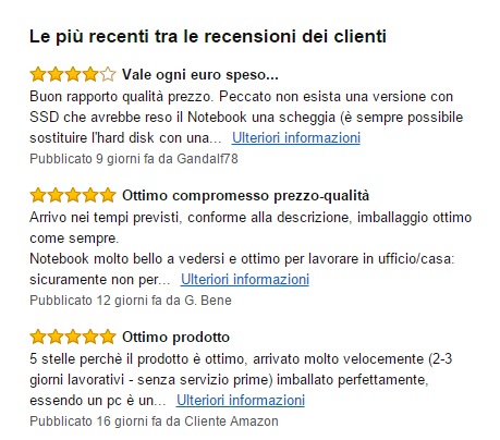 recensire un prodotto Amazon