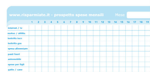 programma budget familiare mensile