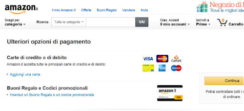 pagamento in contanti amazon